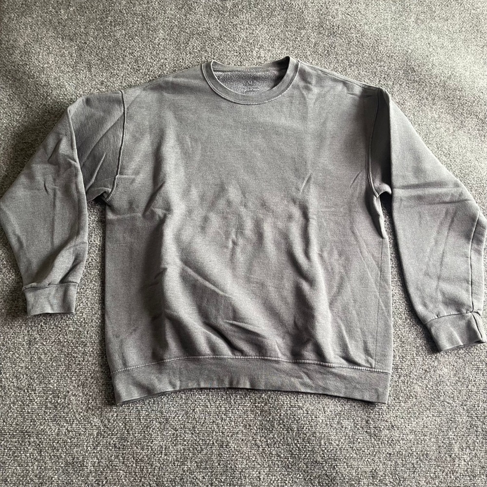 Fruit of the Loom Mens Charcoal Gray Crewneck Sweatshirt Fleece Pullover‎ Large